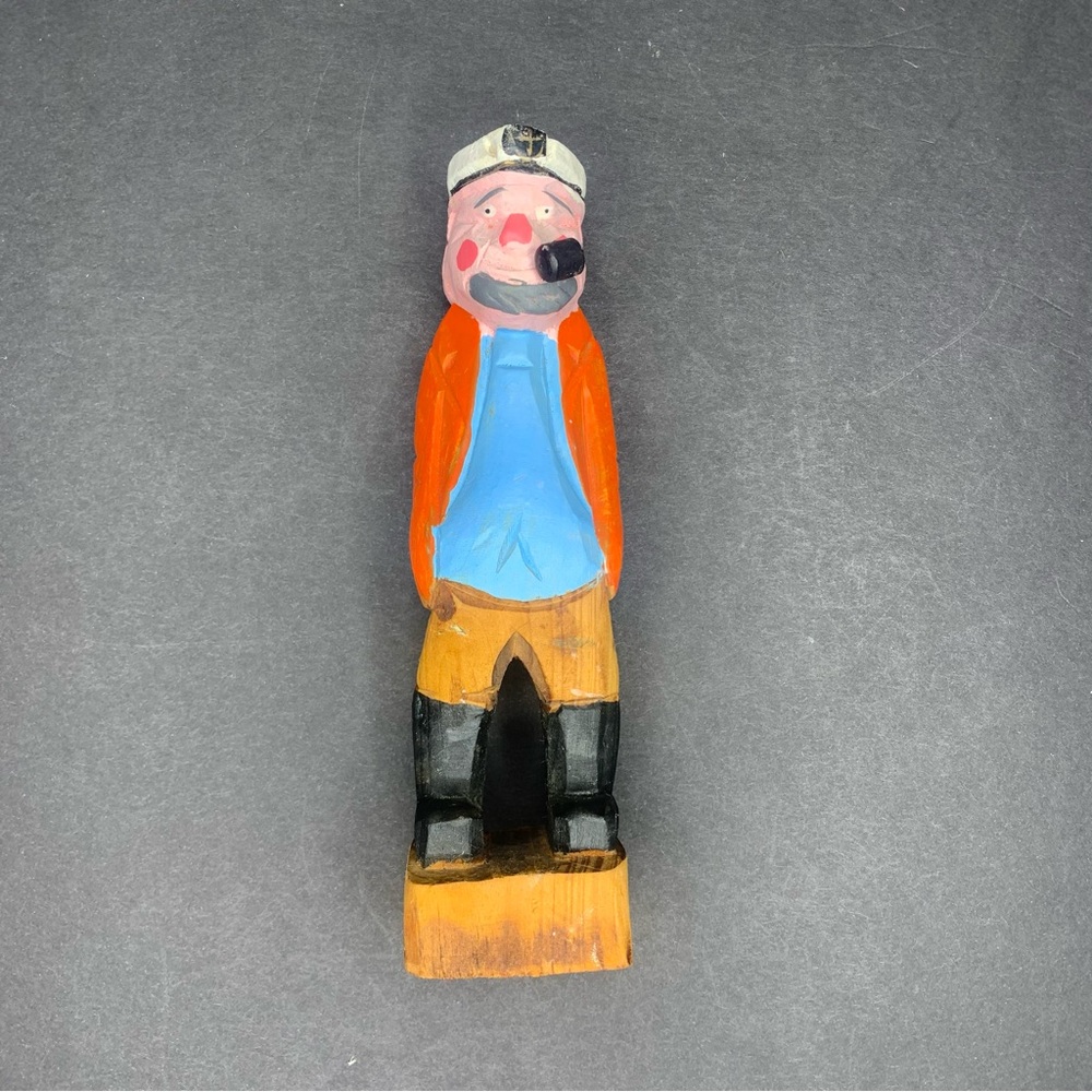 Vintage Hand Carved Sea Captain Sailor Wooden Figurine